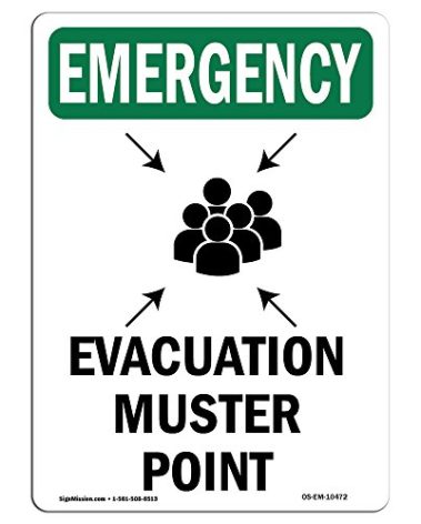 OSHA Emergency Sign - Evacuation Muster Point with Symbol | Rigid Plastic Sign | Protect Your Business, Work Site, Warehouse & Shop Area | Made in The USA