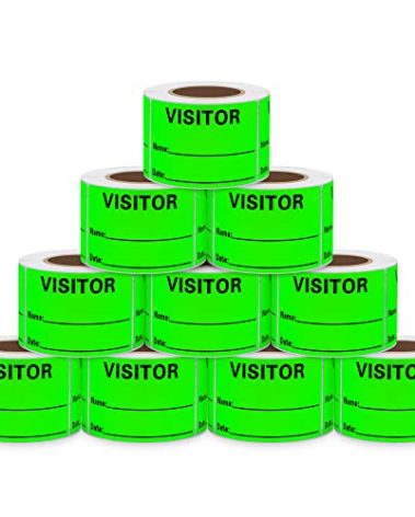 Aleplay Visitor Pass Stickers Name Identification Tag Labels Writable 2×3 Inch Fluorescent Green - 300 Stickers Per Roll（10 Rolls）