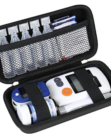 Supmay Diabetic Supplies Hard Case Diabetic Supply Organizer Bag Carrying Case for Diabetes Testing Kit Blood Glucose Monitor Kit with Blood Sugar Glucometer Test Strips Lancing Device Lancets, Black
