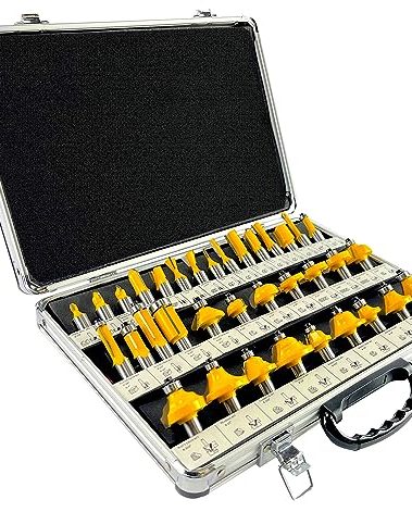 35 Piece Carbide Router Bits Set, 1/2" Shank, Multiple Route Bits, Aluminum Case