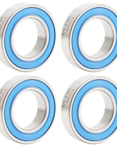 6801 VRS MAX Cartridge Bearings, Size 12x21x5mm Chrome Steel Blue Sealed with Grease, 6801LLU Cart Full Balls Bearing for Bike Pivot, (Pick of 4Pcs)