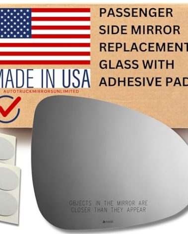 Mirror Glass Replacement + Adhesive Pads for 2011-2017 Volkswagen Touareg Passenger Side (2011 2012 2013 2014 2015 2016 2017)