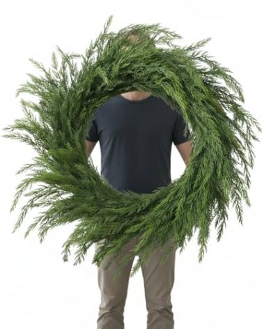 Wavwavw 36" Christmas Wreath Artificial Large Wreath Christmas Decoration for Front Door Real Touch Artificial Green Decoration for Xmas Winter Farmhouse Home Decor(Cedar)