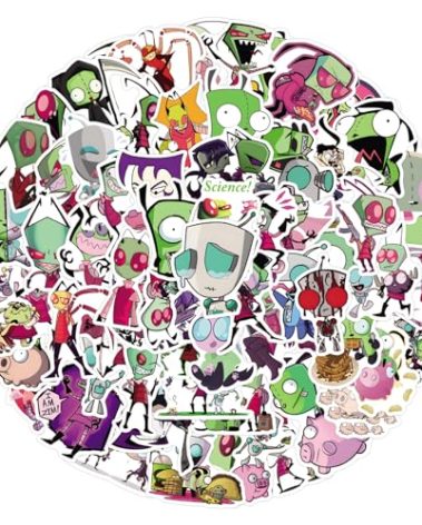 110Pcs Funny Cartoon Anime Invader ZIM Stickers - Waterproof Vinyl Cute Stickers for Water Bottles, Laptops, DIY Decoration, Scrapbooks, Skateboards, Phones