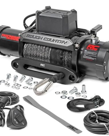 Rough Country 12,000LB PRO Series Electric Winch | Synthetic Rope - PRO12000S, Black