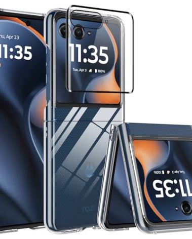 AFENGBOX Case for Motorola Razr 2025,Razr 2025 Phone Case with Screen Protector,Slim Thin Shockproof Protective Bumper Cover for Moto Razr 2025,Transparent