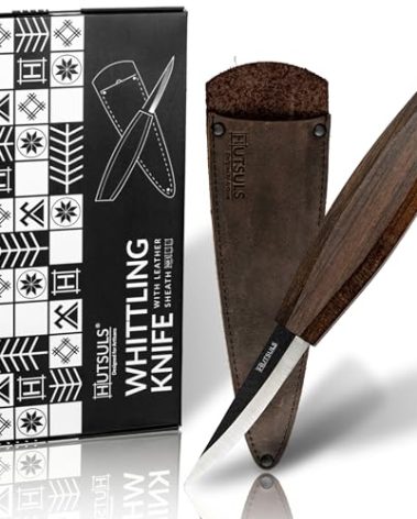 Hutsuls NX-1 Whittling Knife with Leather Sheath - The Carver's Choice, Exquisite Sloyd Knife Wood Carving, Master Craft Wood Carving Knife Woodworking, Quality Sloyd Carving Knife Sheath Included