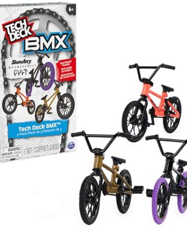 Tech Deck, BMX Finger Bike 3-Pack, Collectible and Customizable Mini BMX Bicycle Toys for Collectors, Kids Toys Ages 6 and Up (Amazon Exclusive)