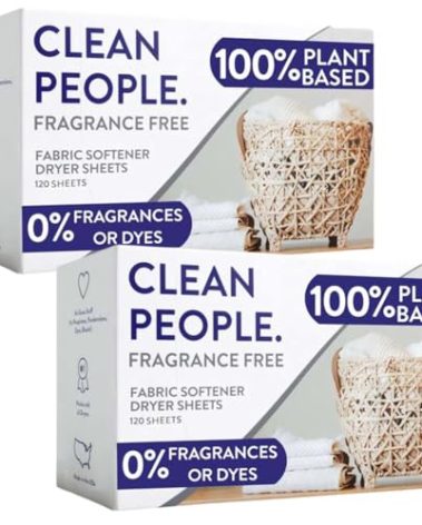 The Clean People Fabric Softener Sheets - Dryer Sheets - Softens & Removes Static Cling - Vegan Laundry Softener, Essential Oils - Fragrance Free 240 Pack