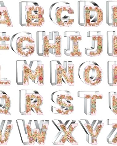 4 Inch Alphabet Letter Cookie Cutter Set - 26 Pcs Extra Large Xzhloym Cookie Cutters Shapes Biscuit Fondant Baking Molds for Christmas New Year Birthday Holiday Party Decorations - Stainless Steel