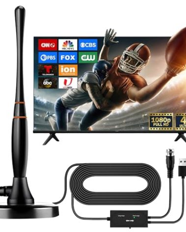 TV Antenna Indoor, Antenna for Smart TV for Long Range Reception and All Smart TVS & Old TVs, HD Digital Antenna with Amplifier Signal Booster for Local Channels, Supports 4K 1080p