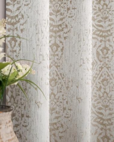 Mrs.Naturall Tan Paisley Curtains for Bedroom 96 Length 50% Blackout Boho Print Bas Relief Extra Long Tufted Curtains for Living Room,52x96 Inches Long