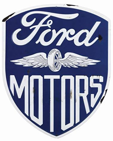 Ford Motors Embossed Metal Sign - Vintage Blue Ford Sign for Garage or Man Cave