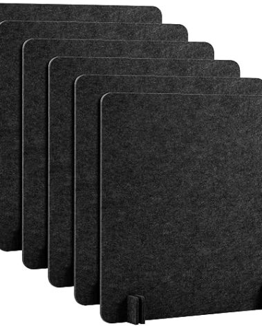 Kisston 6 Pack Acoustic Desk Divider Desk Partition 24 x 24" Stand Up Freestanding Desk Privacy Panel Noise and Visual Distractions Reducing Table Divider for Student Reception Area Office(Dark Gray)