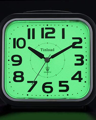 Tinload 5.5" Large Analog Alarm Clock Silent Non Ticking, Glow in Dark dial, Gentle Wake, Beep Sounds, Increasing Volume, Battery Operated Snooze and Manual Light, Easy Set (Best for Elder)