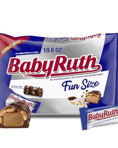 Baby Ruth Candy Bars with Chocolatey Caramel, Peanuts, and Nougat, Fun Size Candy Bars in Bag, 10.2 oz