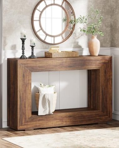 Tribesigns Farmhouse Console Table, 47 Inches Entryway Console Table with Storage, Industrial Hallway Accent Table for Living Room, Entrance