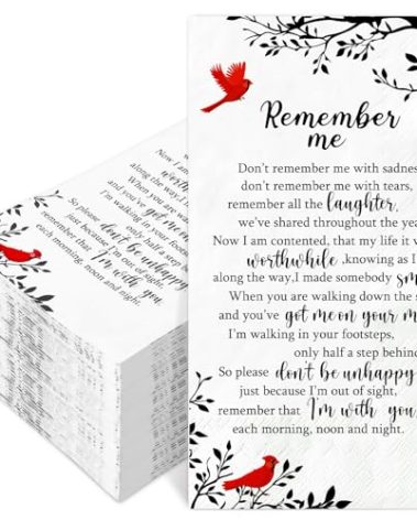 FYSUIMU 200Pcs Funeral Guest Napkins Cardinal Bird Branch Disposable Paper Dinner Napkins for Bereavement Memorial Service Loved Ones Celebration of Life