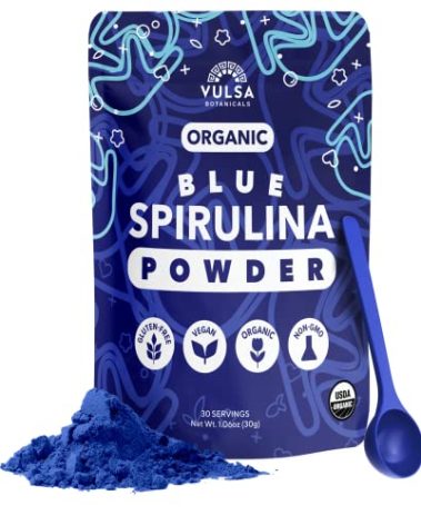 Organic Blue Spirulina Powder - 100% Natural Powdered Blue-Green Algae, No Fishy Smell, Nutrient-Dense Superfood, High Protein, USDA Organic, Non-GMO, Vegan, Make Colorful Food Creations - 30g