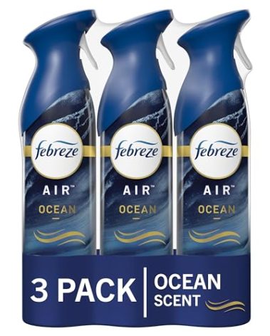 Febreze Air Mist Air Freshener Spray, Odor-Fighting Room Spray, Air Fresheners for Home and Bathroom and Kitchen, Aerosol Can, Ocean Scent, 8.8oz (Pack of 3)