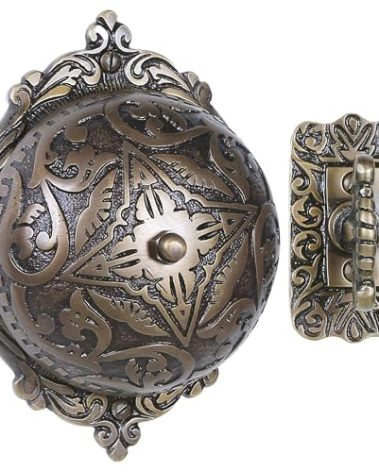 29 Victorian Twist Doorbell, Solid Brass Mechanical Chime, Manual Hand-Turn Vintage Doorbell, Decorative Classic Design, No Wiring, Easy DIY Installation, Antique Brass Finish