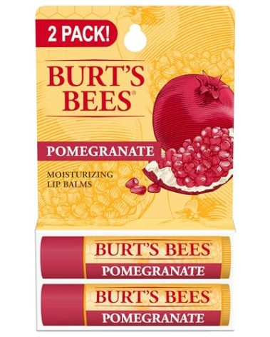Burt's Bees Lip Balm - Pomegranate, Lip Moisturizer With Responsibly Sourced Beeswax, Natural Origin Conditioning Treatment, 2 Tubes, 0.15 oz.