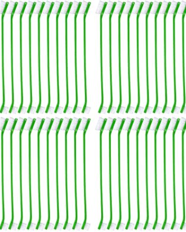 Honeydak Dog Toothbrush Bulk Dual Headed Dental Brushes Dogs Tooth Brushing Kit Long Handle Pet Tooth Brush for Puppy Large Small Cats and Most Pets Teeth Cleaning Dental Supplies(70 Pcs,Green)