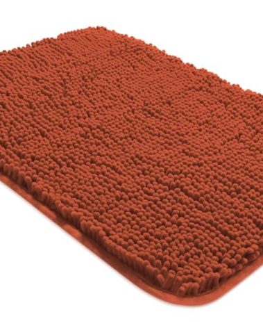 Yeaban Rust Bathroom Rugs – Thick Chenille Bath Mats | Absorbent and Washable Bath Rug Non-Slip, Soft Rugs for Bathroom, Shower, Sink - 17" x 24"