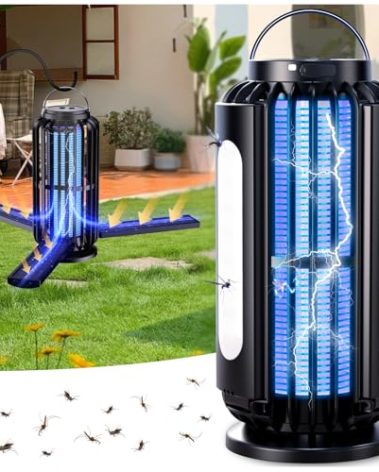 CXRUY Bug Zapper, Mosquito Zapper Outdoor Indoor Solar Powered, Battery Powered Cordless Zapper with LED Light, Cordless Zapper for Patio, Camping, Outdoor, Indoor