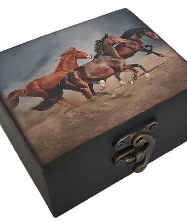 JB&C Premium Horse Jewelry Trinket Keepsake Box. Animal Home Decor, Gifts for Horse Lovers (3.75in HS)