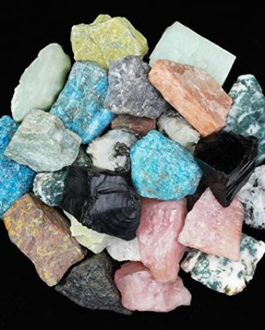 ZAICUS Assorted Raw Stones and Crystals, Rough Gemstones Bulk, Tumbling Bulk, Jewelry Making, Polishing, Cabbing, Lapidary, Fountain Rocks, Decoration, Wire Wrapping, Gem Mining, Reiki Healing 1 lb