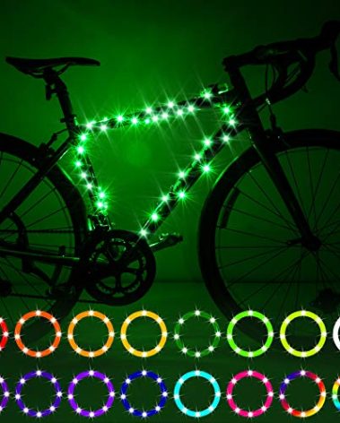 Waybelive LED Bike Frame Lights, Remote Control Bicycle Frame LED Light, 16 Color Change by Yourself, Waterproof, Super Bright to Ride at Night. Good Gift for Kids(1 Tire, Multicolor)