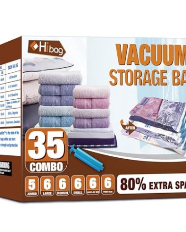 Vacuum Storage Bags, Space Saver Vacuum Seal Storage Bags 35-Pack Sealer Bags for Clothes, Clothing, Bedding, Comforter, Blanket (35C)