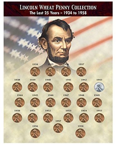 The Last 25 Years of Lincoln Wheat Penny Collection 1934-1958 (25 Coins) with WWII 1943 Steel Cent - Complete Set by American Coin Treasures