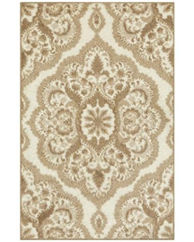 Maples Rugs Vivian Medallion Area Rug – Made in USA – Washable, Non-Slip Indoor Carpet for Kitchen, Entryway, and Living Room, 2'6 x 3'10, Beige