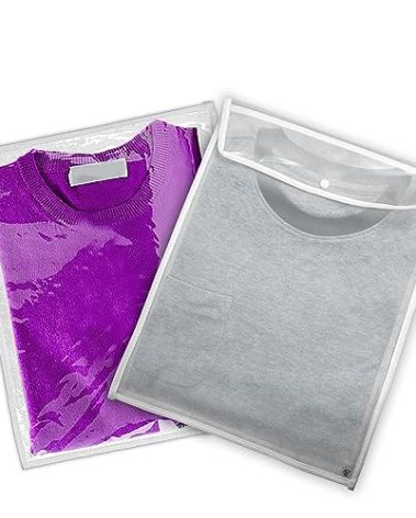 The Clothing Doctor Breathable Cashmere Sweater Storage Bag, Convenient Snap With Flap Closure, Clear Window For Easy Identification, 12.6"x16.2", Pack Of 6, White