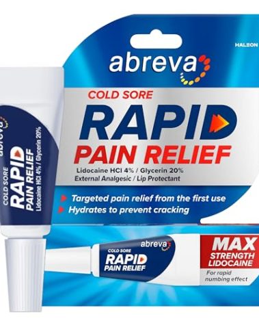 Abreva Cold Sore Treatment Rapid Pain Relief Cream - 1 Tube, 3 Grams