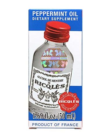 Ricqles Peppermint Oil Dietary Supplement (Supports Healthy Digestion, Intestinal Comfort) (1.69 fl. oz) (1 Bottle) (Product of France)