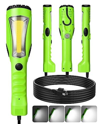 EDISHINE 2000LM LED Work Light, 15ft Underhood Work Light, Dimmable COB LED Trouble Light with Cord 16 Gauge SJTW, Strong Magnet, Swivel Hook for Mechanic, Garage, Workshop, Car Repair, ETL Listed