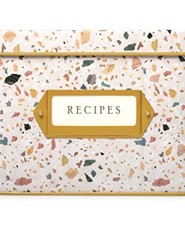 Jot & Mark Decorative Recipe Tin Box for Recipe Cards, Greeting Card Holder | Holds Hundreds of 4” x 6” Cards