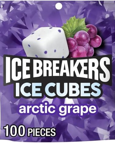 ICE BREAKERS Ice Cubes Arctic Grape Flavored Sugar Free Chewing Gum Pouch, 8.11 oz (100 Pieces)