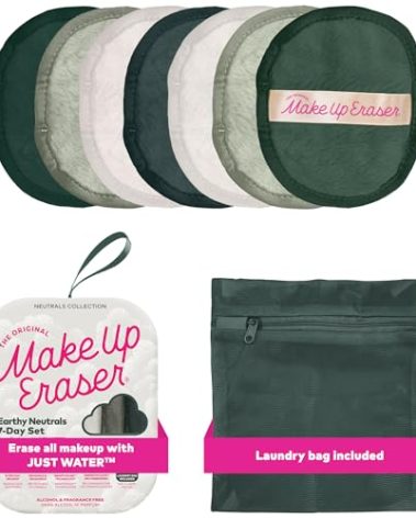 The Original Makeup Eraser 7-Day Set, Erase All Makeup with Just Water, Including Waterproof Mascara, Eyeliner, Foundation, Lipstick, Sunscreen, and More! Eat Your Greens Neutrals, 7ct.