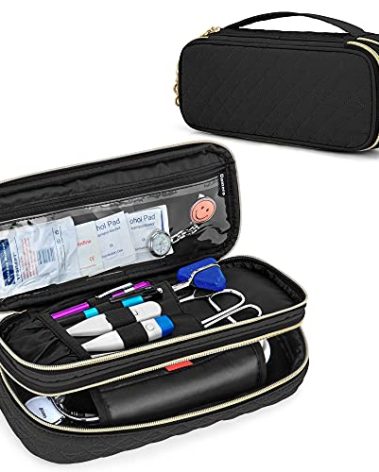 Damero Double Layer Stethoscope Case Compatible with 3M Littmann/ADC/Omron Stethoscope, Stethoscope Carrying Case Travel Bag for Nurse Accessories, Black