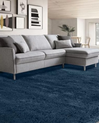 Large Rug for Living Room 10x12: Area Rug 10x12 Navy Blue Rugs for Living Room - Shag Rug 10x12 Soft Plush Fuzzy Modern Indoor Shaggy Carpet for Bedroom.(10x12 Feet/Navy Blue)