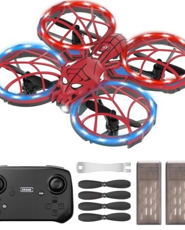 Spider Mini Drone for Kids with 3 Lighting Effects 2 Batteries, RC Helicopter with Altitude Hold, 360° Flips, Headless Mode, 3 Speed, Birthday Gifts Toys for Beginners 8-12 Boys Girls