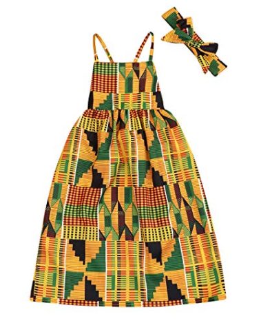 YOUNGER TREE African Baby Clothes Girl Dashiki Ankara Outfit Set (4T, Long Dress)