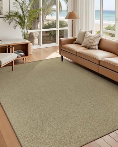 Easy Jute Rug 5x7 Natural Rugs: Washable Woven Area Rug Non Slip Non Shedding Indoor Outdoor Carpet for Living Room Bedroom Dining Room Farmhouse Patio (5'x7' Natural)