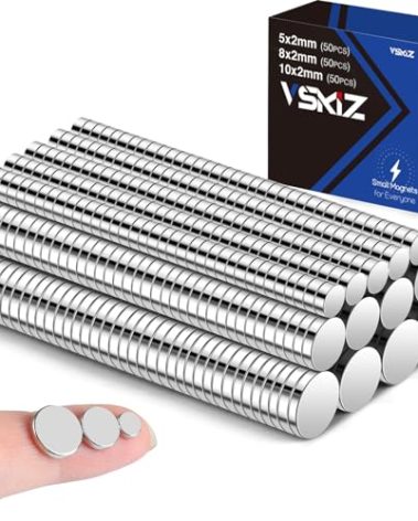 VSKIZ 150Pcs Small Magnets,3 Assorted Sizes Rare Earth Magnet Mini Refrigerator Magnets for Science, DIY