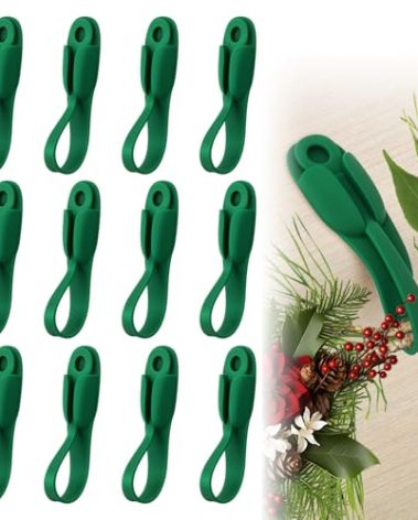 Cfyosnk 12 PCS Christmas Garland Hangers for Mantle, Fireplace Stocking and Garland Hanger, Stretchable and Reusable Silicone Adhesive Tape, Suitable for Christmas Door Frame, Staircase Decoration