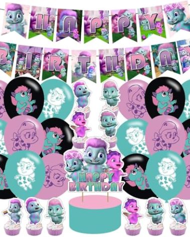 Cartoon Party Supplies,Cartoon Party Decorations Includes Banner, Cake Toppers, Balloon for Anime Party Decorations